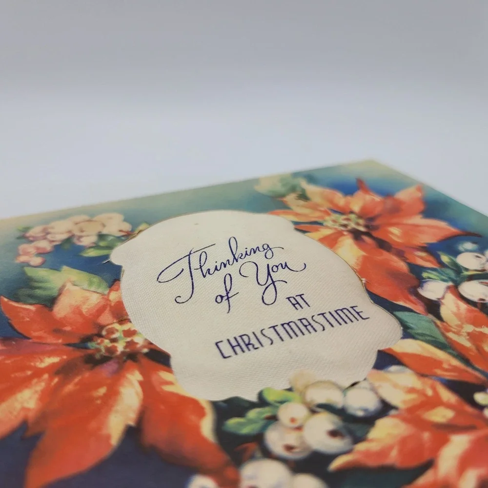 Vintage Doehla Fine Arts Christmas Card Poinsettia‎ Thinking of You USA